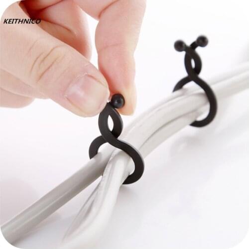 KEITHNICO 20Pcs Home cable clamp Cable Winder Tidy Fixed Headphone Earphone Power Cable Usb Charger Data Line Organizer