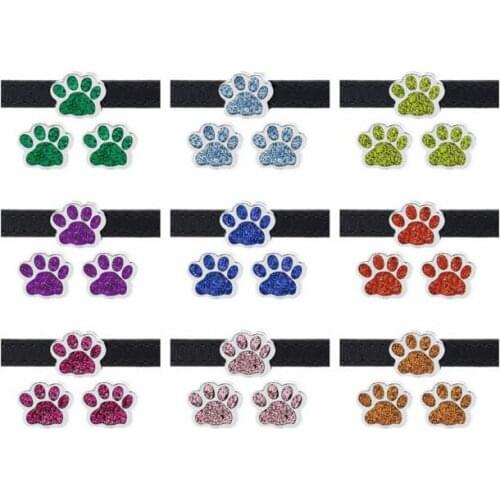 20PCS/lot 8MM Mix Colors Dog Paw Print Slide Charms Fit For 8mm DIY Wristband Keychains Phone Strips