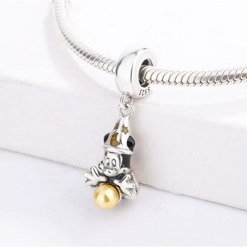 2021 New Mickey Zircon Gold Enamel and Artificial Crystal Pearl Pendant Charm Bracelet DIY Womens Jewelry for Pandora
