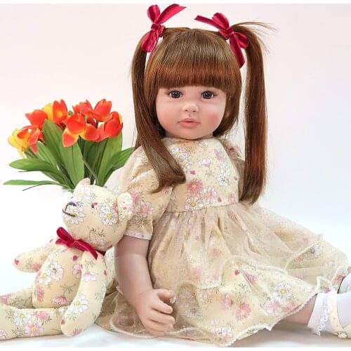 60cm Silicone Reborn Baby Doll Toys 24 inch Vinyl Princess Toddler Babies Dolls Girls gift exclusive Model bebe Boneca reborn