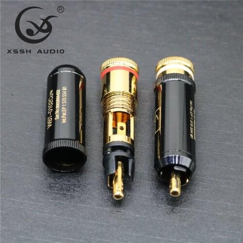 8pcs XSSH audio Jack Hi-end 0102Cu HIFI DIY Plating Gold Audio Video Connectors TV Tuner RCA Plug Plugs Jack
