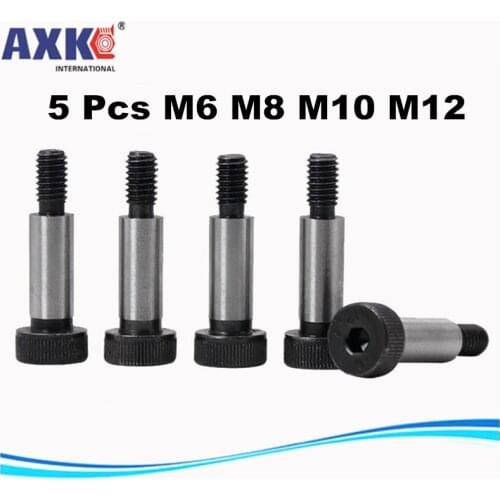 AXK 5 Pieces M6 M8 M10 M12 Threaded 12.9 Alloy Steel Hexagon Socket Head Shoulder Screw Plug Screw Shaft Shoulder Limit Bolt