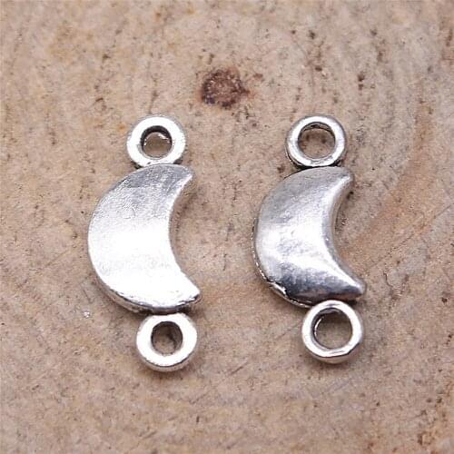 Free shipping 108pcs 15x6mm antique silver moon charms diy retro jewelry fit Earring keychain hair card pendant accessories