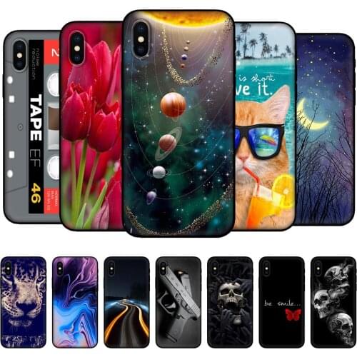 For iphone X XS XR Case soft Silicon Cover For iphone xs max coque etui bumper back Phone cover full protective black tpu case