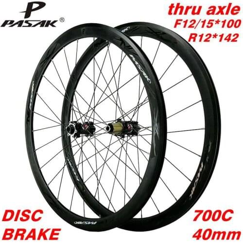 700C disc brake road wheel road bike wheeles thru axle f12 f15 r12alloy 40mm Clincher 6-bolt lock hub draw the spokes Aluminum