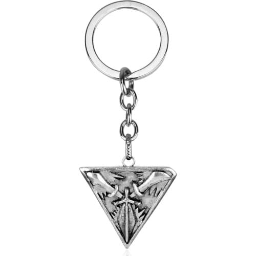 Game League of Legends LOL Trinity Force Keychain Jewelry Striangle Swords Weapon Pendant Keyring Key Ring For Women Men Gift