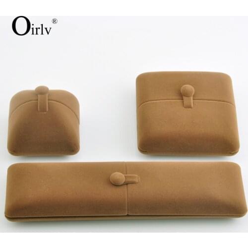 Coffee Velvet Jewelry Box Proposal Engagement Button Double Open Ring Pendant Necklace Storage High-end Velvet Jewelry Box