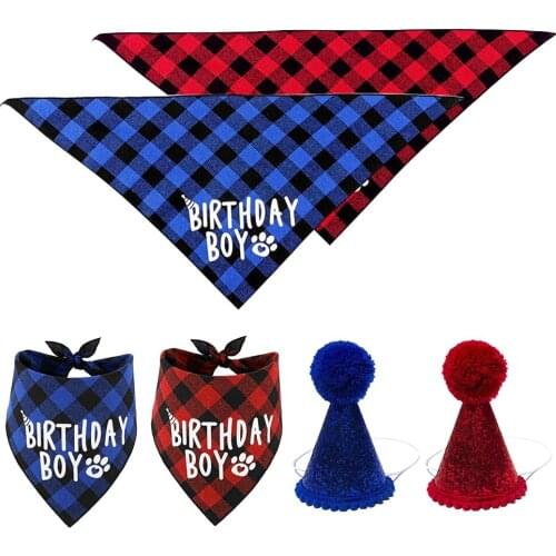 Hot Sale Pet Dogs Hats/Bibs/Set Cat Dog Happy Birthday Costume Sequin Design Headwear Hat Christmas Party Pets Decor Accessories