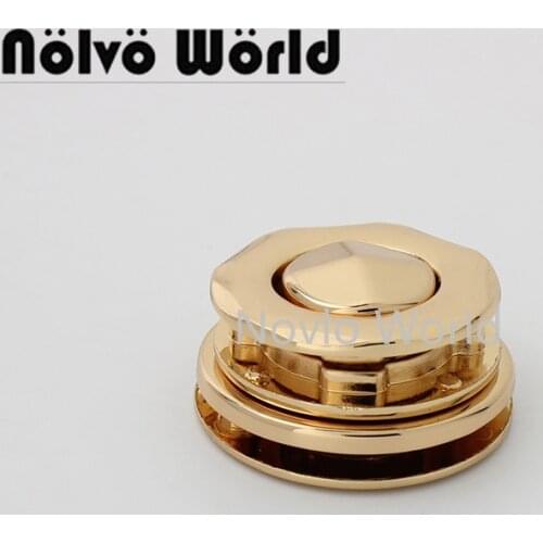 5-30sets 30mm light gold round shape flower metal press lock with screws for woman diy leather bag purse accessories