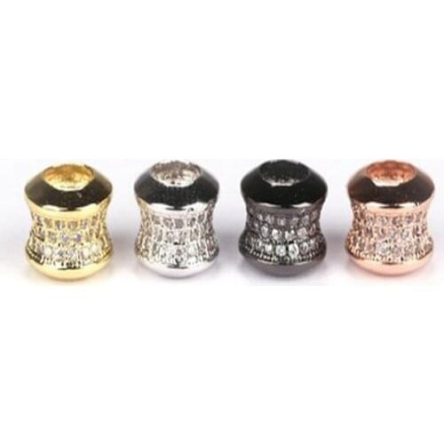 Fashion Drum barrel tube space beads Micro Pave Beads CZ Bead Clear Cubic Zircon beads Men Bracelet Charms Hand Chain