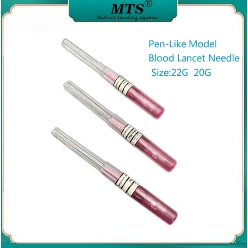 MTC 50pcs Needles Disposable Sterile Safety IV cannula Pen-Like Model Blood Lancet Needle 20G,22G