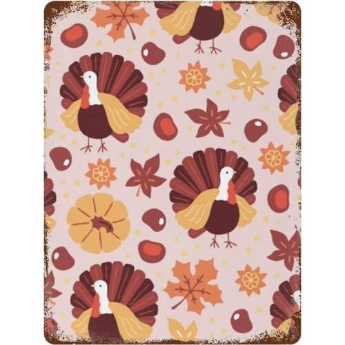 NoBrands Vintage Retro Metal Tin Sign Wall Decor Art Peacock Fall Season Autumn Leaves Graphics Home Decor Plaque Poster Man