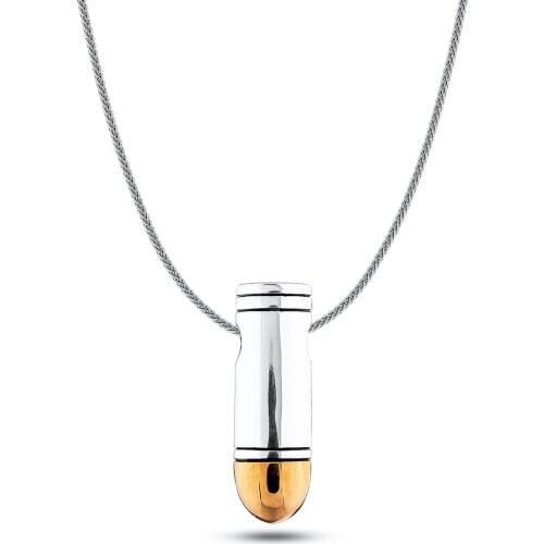 Bullet Model Pendant For Men and Women Necklace Handmade Silver Necklace Solid 925 Sterling Silver Made in Turkey