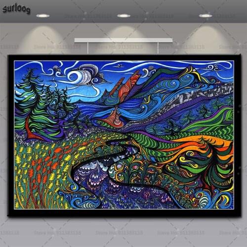 Posters and Prints Psychedelic Trippy Abstract Acid Lsd Acrylic Wall Art Pictures Poster Canvas Painting for Home Decoration