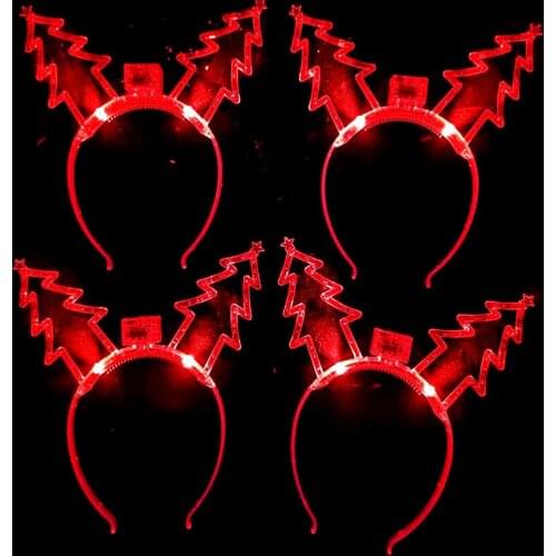 10 Pcs Childrens Birthday Gift Glowing Light Tree Headband Hair Party Headwear Christmas Halloween
