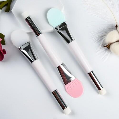 1Pc Double-Head Silicone Soft Hair Facial Mask Brush DIY Mud Mixing Facial Skin Care Tool Beauty Mask Partner 3 Colors