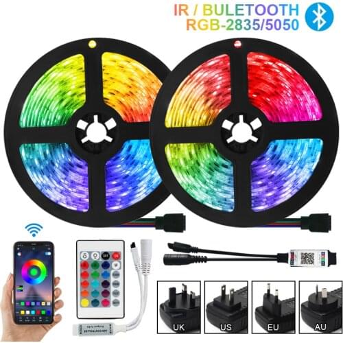 Iuces LED Strips Lights Bluetooth RGB DC12V 5M 10M 15M 20M Color 5050 SMD 2835 Waterproof WiFi Flexible Lamp Tape Ribbon Diode