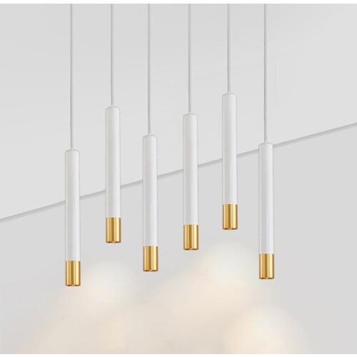 LED Ac220v Nordic Dimmable Pendant Lamp Long Tube Lamp Decoration Cylinder Pipe Pendant Light Kitchen Lamp Light Living Rroom