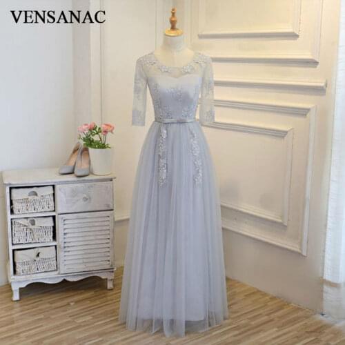 VENSANAC 2017 New A Line Sashes Sweetheart Long Evening Dresses Half Sleeve Elegant Draped Sash Party Prom Gowns
