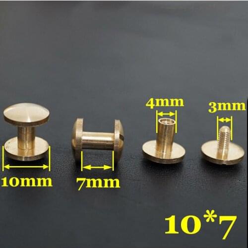 50pc Q2-10x7 Solid Brass belt screw Chicago Screw Leathercraft