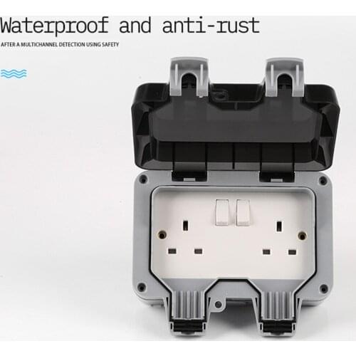 IP66 Weatherproof Waterproof Outdoor Wall Power Socket 16A Double Electrical Sockets Grounded AC 110-220V