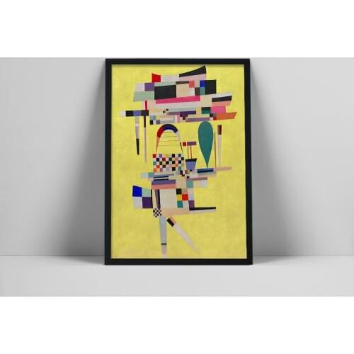 Wassily Kandinsky Poster Vintage Yellow Exhibition Museum Canvas Print Abstract Painting Modern Wall Picture Bedroom Background
