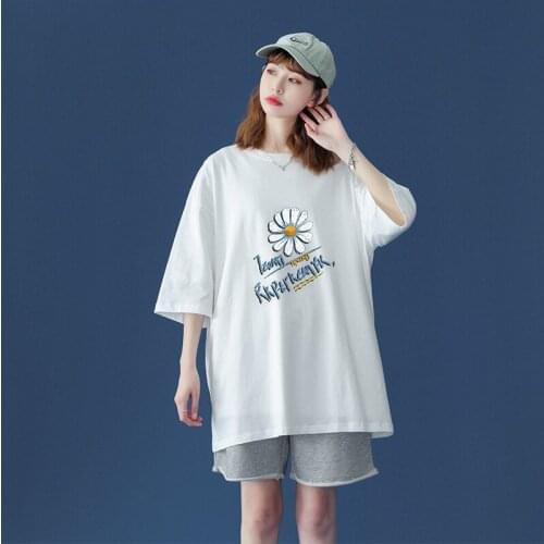 Womens Clothing Category T Pure Cotton Unisex Style 2021 Summer Red Ins Couple Mens and Womens T-shirt