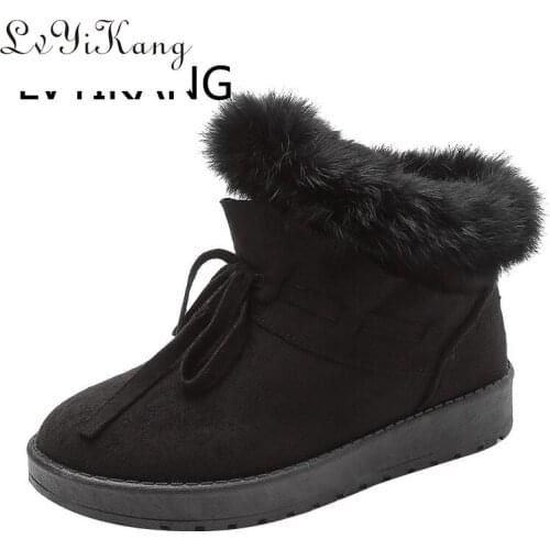 LVYIKANG Plush Warm Snow Boots 2019 New Winter Women Sequins Rabbit Hair Snow Boots Thicken Cotton Boots Zapatos De Mujer Botas