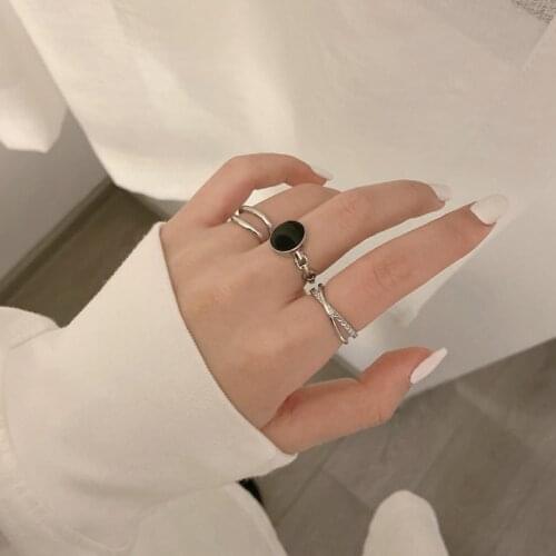 Simple Design Geometric Irregular Opening Ring Korean Style Female Wedding Gold Silver Color Ring Set Fashion Jewelry Girl Gift