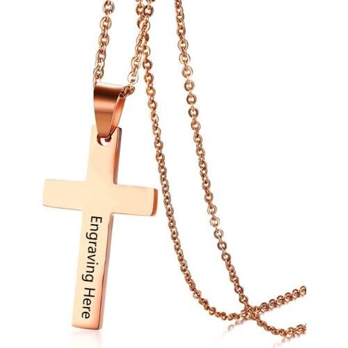 Rose Gold Plated Personalized Name Cross Pendant Necklace 316L Stainless Steel Women Fashion jewelry