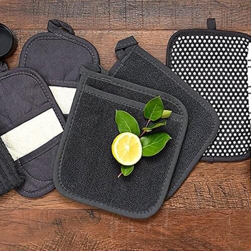 1PCS Microwave Oven Gloves Potholder Kitchen Terry Cloth Insulation Pad Gloves Mat for BBQ Baking Anti-Scalding Mitts