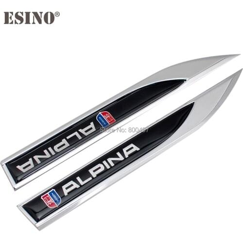 2 x Car Body Fender Side Metal Chrome Zinc Alloy Knife Side 3D Emblems Badge Sticker Decals For Alpina B5 B6 B7 D3 D4 D5 XD3 XD4