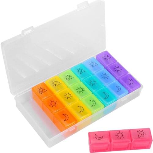 21 Grids 7 Days Weekly Pill Organizer Plastic Tablet Dispenser Medicine Container Portable Pill Case Organizer Storage Box