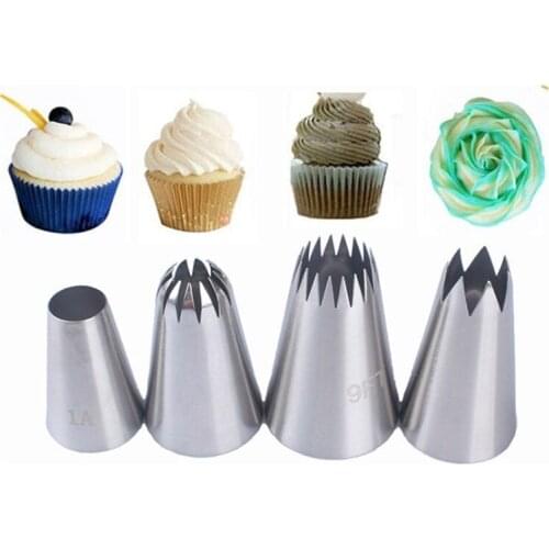 4Pcs/set Cream Nozzle Stainless Steel Cream Decoration Mouth Small Baking Tools Cream Icing Nozzles Pastry Decoration