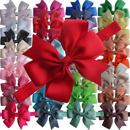40 pcs 3.5'' Hair Bow with Elastic Headbands Kids Girls Hair Accessories Pinwheel Hair bows Headband Hair bands Dovetail bows