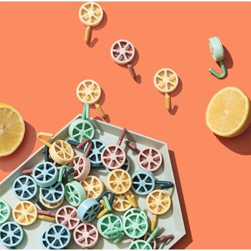 5/10pcs Lemon Wall Hooks Free Punch Clothes Towels Masks Hanger Adhesive Bathroom Kitchen Hook Keys Organizer Holder Home Decor