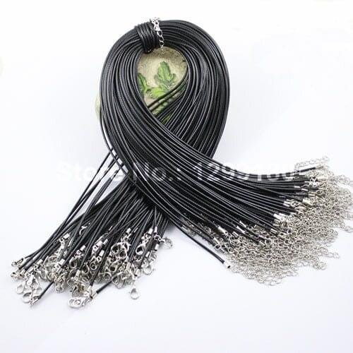 50pcs/lot 17-19 Inch Adjustable Black Necklace Korea Wax rope Cord String 2mm For DIY Jewelry Making (K01668)