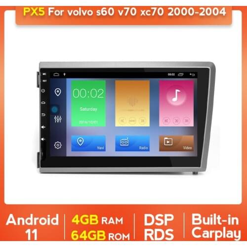 PX5 8" Android 11 4G+64GB Car Multimedia Player For VOLVO S60 V50 V70 XC70 2000 2001 2002 2003 2004 Auto Radio GPS Navi DSP SWC