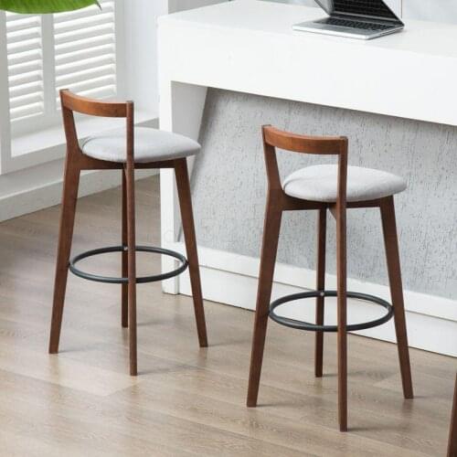 Bar Chair Vintage American Front Desk Restaurant Stools Home Back Bar Chair Nordic Solid Wood Simple Bar Stool