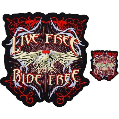 Live free ride free LARGE USA EAGLE MOTORCYCLE BACKING Embroidered biker Patches