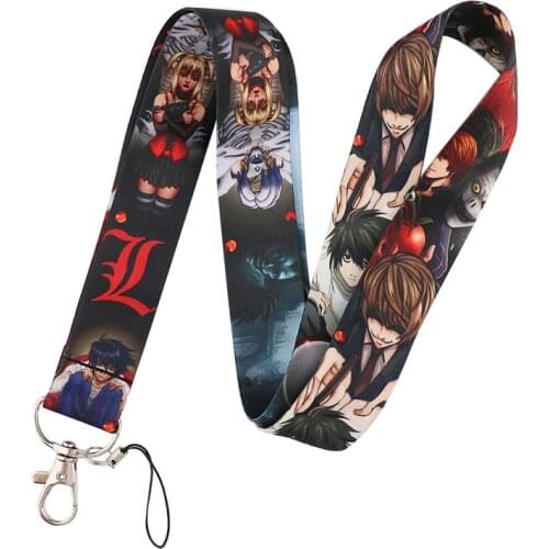 30pcs Death note Keychain Lanyards Id Badge Holder ID Card Pass Gym Mobile Phone Badge Holder Key Strap webbings ribbons
