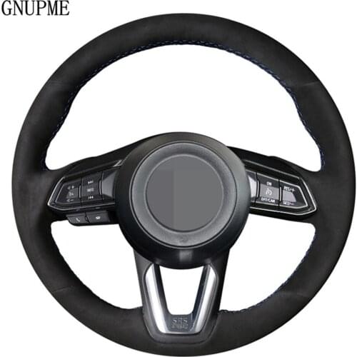 Black Genuine Leather Suede Car Steering Wheel Cover For Mazda 3 Axela 2017-2018 Mazda 6 Atenza CX-3 CX-5 CX-9 Toyota Yaris 2019