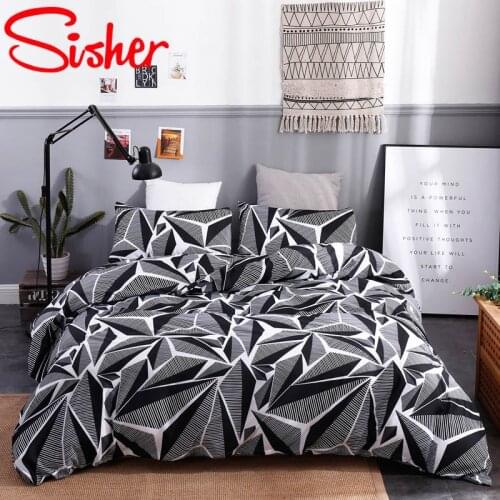Black Geometric Printed Duvet Cover Sets Nordic Modern Bedding Set Twin Queen King Size Quilt Covers Bedclothes Soft Bedding