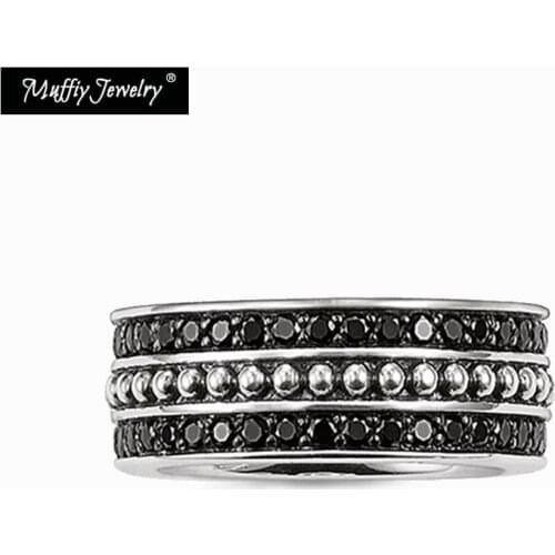 Black Rows Eternity Ring,Europe Style Muffiy Rebel Good Jewerly For Women,2017 Gift In 925 Sterling Silver,Super Deals