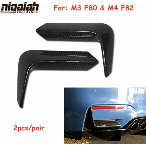 2x Dry Carbon Fiber Rear Splitters Rear Corner Flaps Apron Winglets for BMW 3 / 4 Series F80 F82 M3 M4 2014 2015 2016 2017 2018