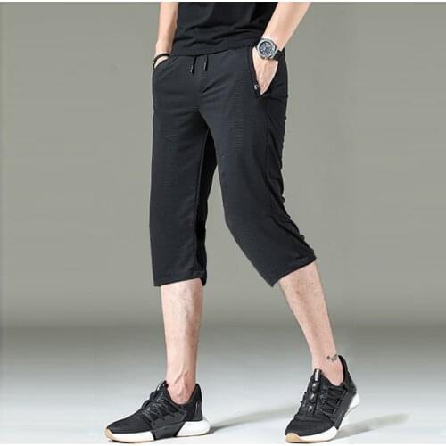 Long Shorts Men 2021 Summer High Waist Elastic Breeches Plus Large Size 3/4 Length Bermuda Male Pocket Big Tall Mens Clothing