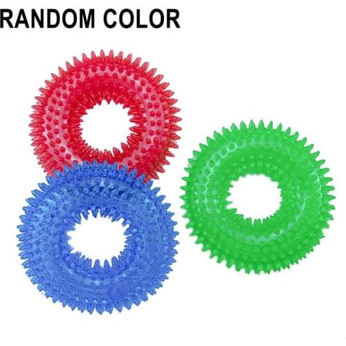 1pc Pet Toys Bite Resistant Sound Toy Ball Chew Teeth Clean Large Dog Barbed TPR Train Teeth Cleaning Tool Random Color