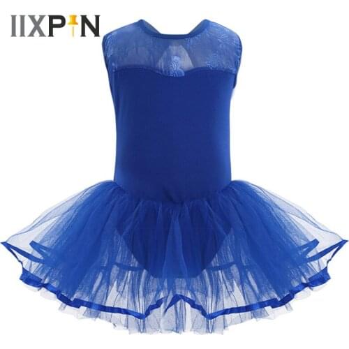 IIXPIN Girls' Gymnastic Ballet Dance Tutu Dress Leotard Skirt Princess Costume Sleeveless Cutout Back Ballet Leotard Tutu Dress