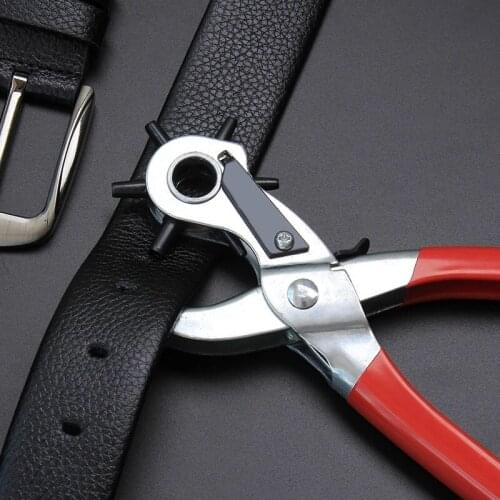 Leather Belt Tools Hole Punch Plier Eyelet Puncher Revolve Sewing Machine Hand Tool Plie Watchband Strap Household leathercraft