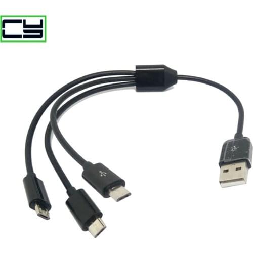 High Quality Usb to 3 Micro Usb Cable USB 2.0 Male to 3 Micro USB 2.0 Male Y Splitter Charging Data Cable Cord 0.25M